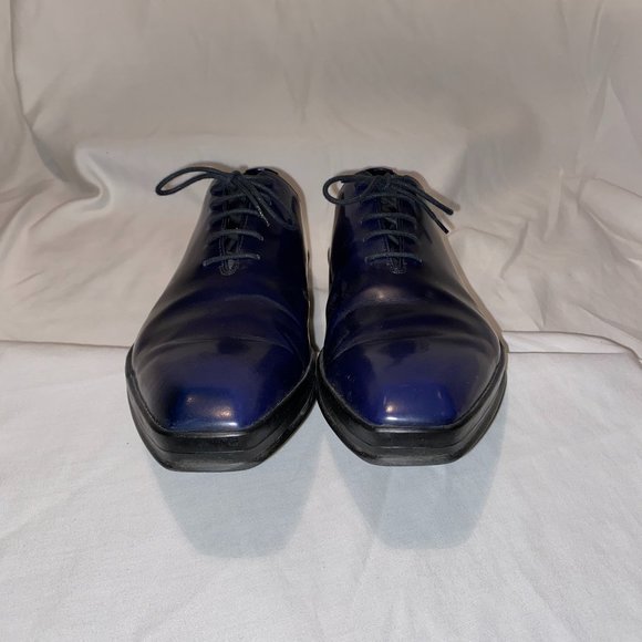 Blue Prada Square Toe Oxfords - Picture 4 of 8